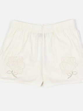 Jordan NWT Women's Cream Embroidered Rose Elastic-Waist Shorts